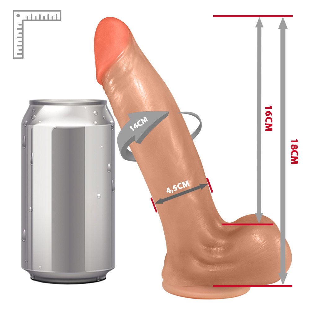 Pênis Maciço Lover em PVC Flexível Atóxico com Ventosa 18 x 4,5cm Bege | Foto 06
