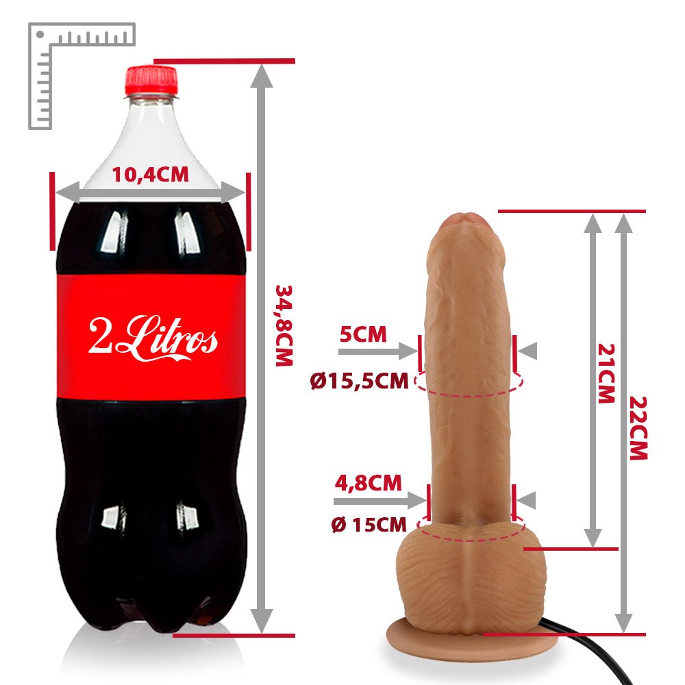 Pênis Realístico em PVC Flexível com Escroto, Ventosa e Vibrador Bichão 22 x 5cm Bege | Foto 06