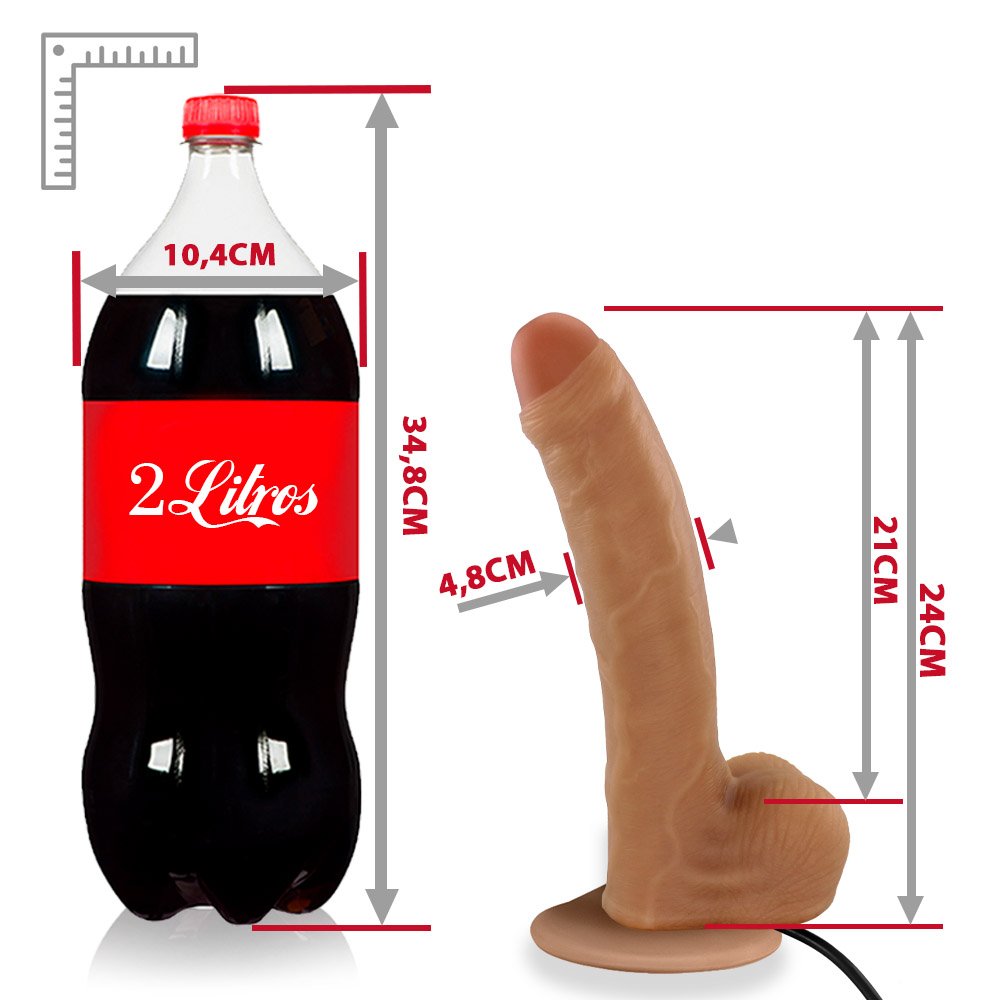 Pênis Realístico em PVC Flexível com Escroto, Ventosa e Vibrador Bichão 22 x 5cm Bege | Foto 07