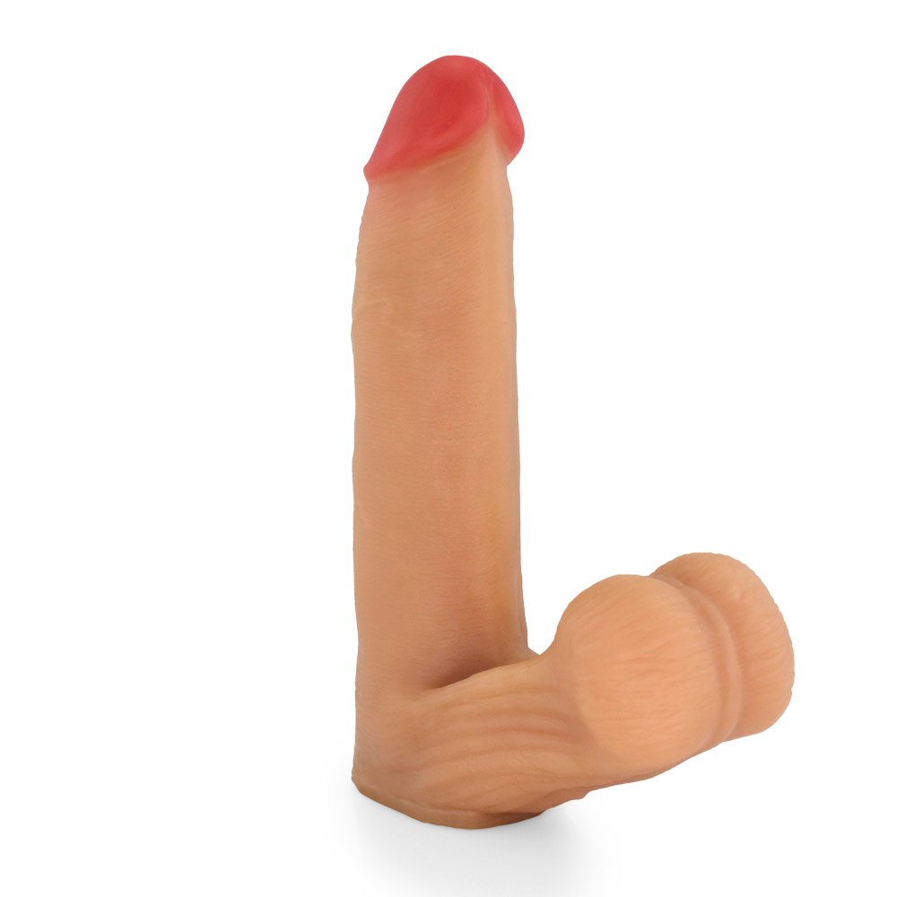 Pênis Realístico com Escroto Mamba - Dildo em PVC Flexível 18 x 4,1cm Bege | Foto 04