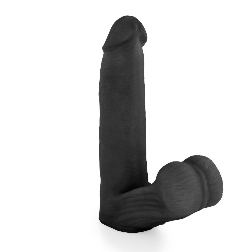 Pênis Realístico com Escroto Mamba - Dildo em PVC Flexível 18 x 4,1cm Preto | Foto 04