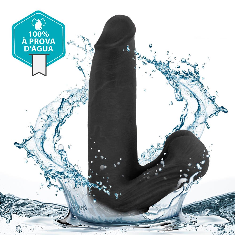 Pênis Realístico com Escroto Mamba - Dildo em PVC Flexível 18 x 4,1cm Preto | Foto 05