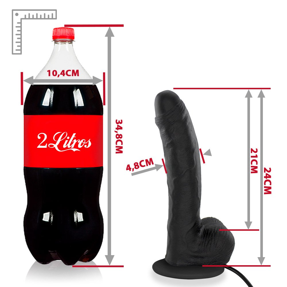 Pênis Realístico em PVC Flexível com Escroto, Ventosa e Vibrador Bichão 22 x 5cm Preto | Foto 07
