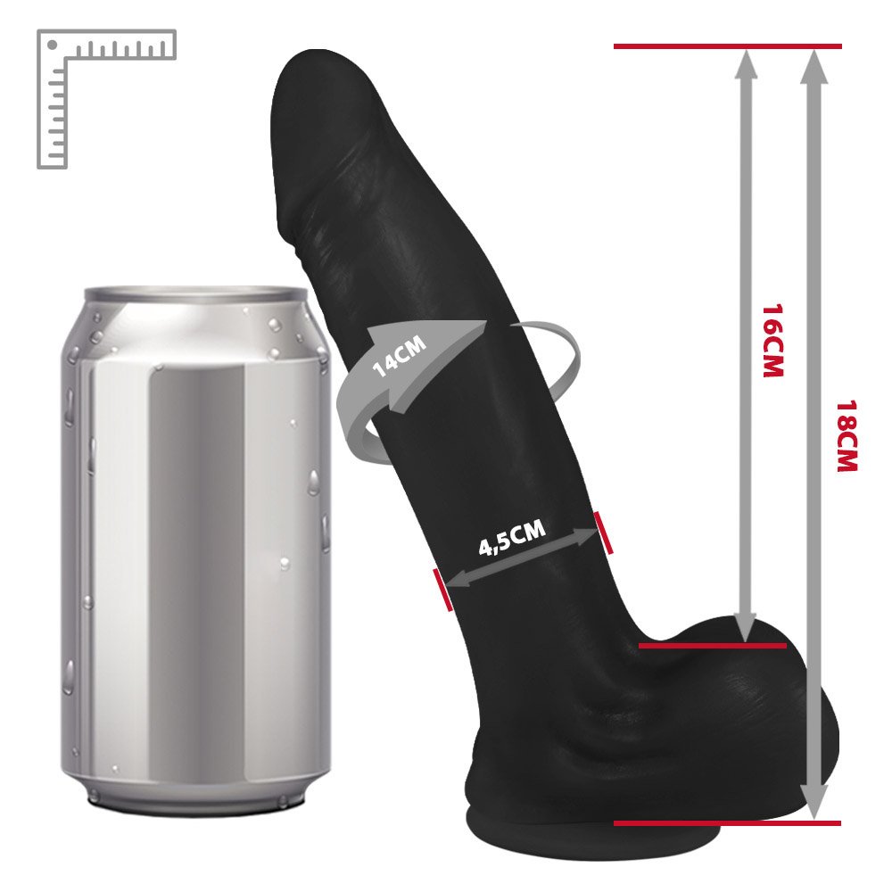 Pênis Maciço Lover em PVC Flexível com Vibrador e Ventosa 18 x 4,5cm Preto | Foto 06