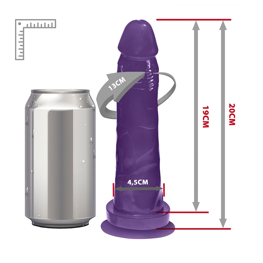 Pênis de Borracha Jueves com Vibrador e Ventosa 19 x 4,5cm Roxo Translúcido | Foto 06