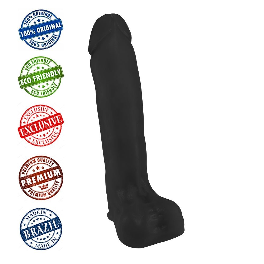 Pênis Gigante e Grosso Flexível com Escroto e Ventosa Benga 28 x 6,5cm Preto | Foto 05