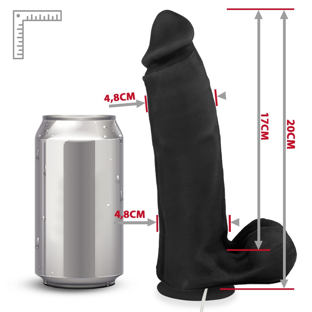 Pênis Maciço Sedutor em PVC Flexível com Vibrador e Ventosa 20 x 5,5cm Preto | Foto 07