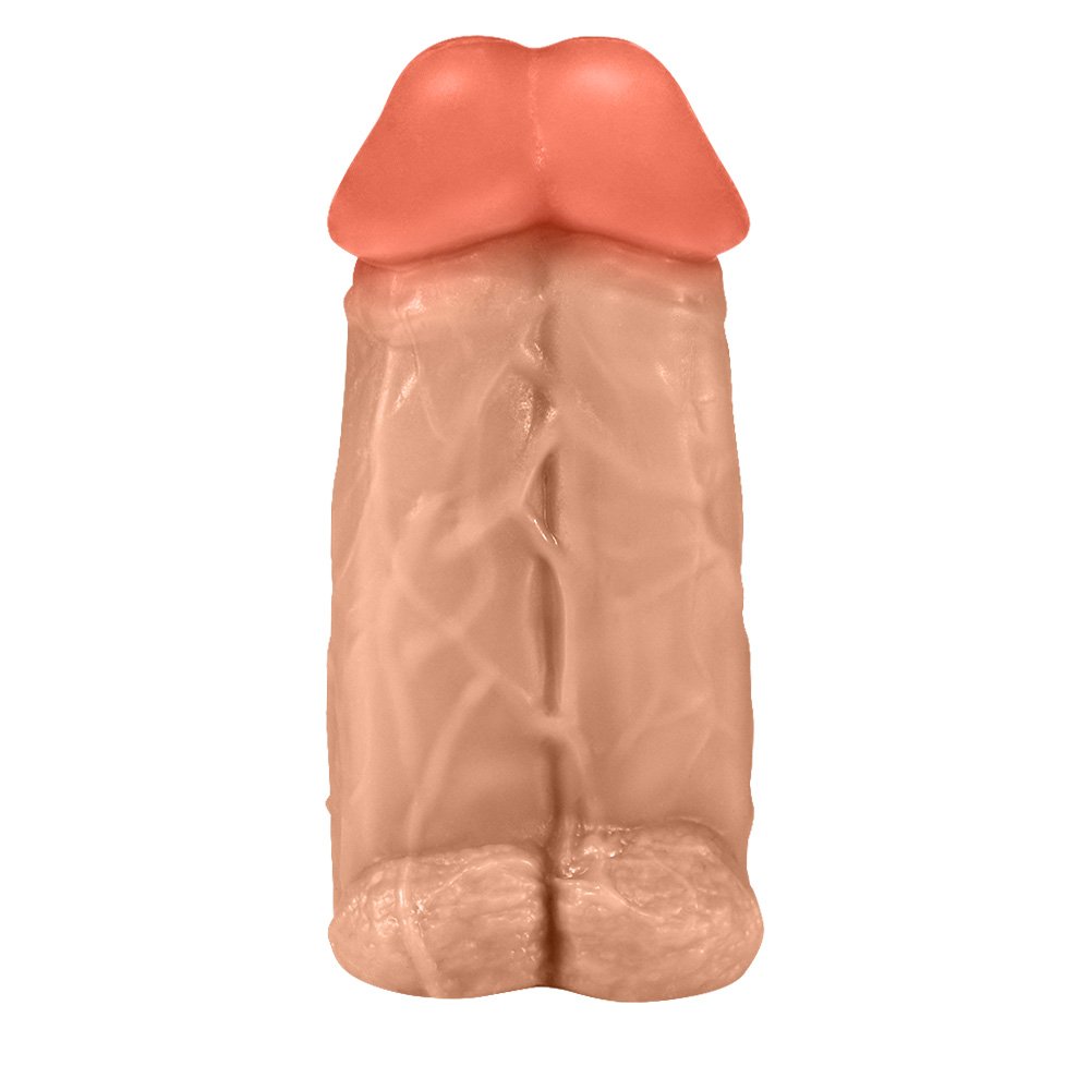 Pênis Realístico em PVC Flexível Duplo Super Amigos 18 x 7,5cm Bege | Foto 01