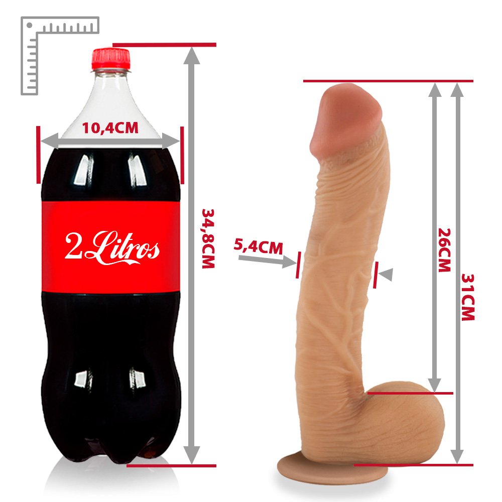 P�nis Real�stico em PVC Flex�vel com Ventosa Cabe��o 31 x 6cm Bege | Foto 07