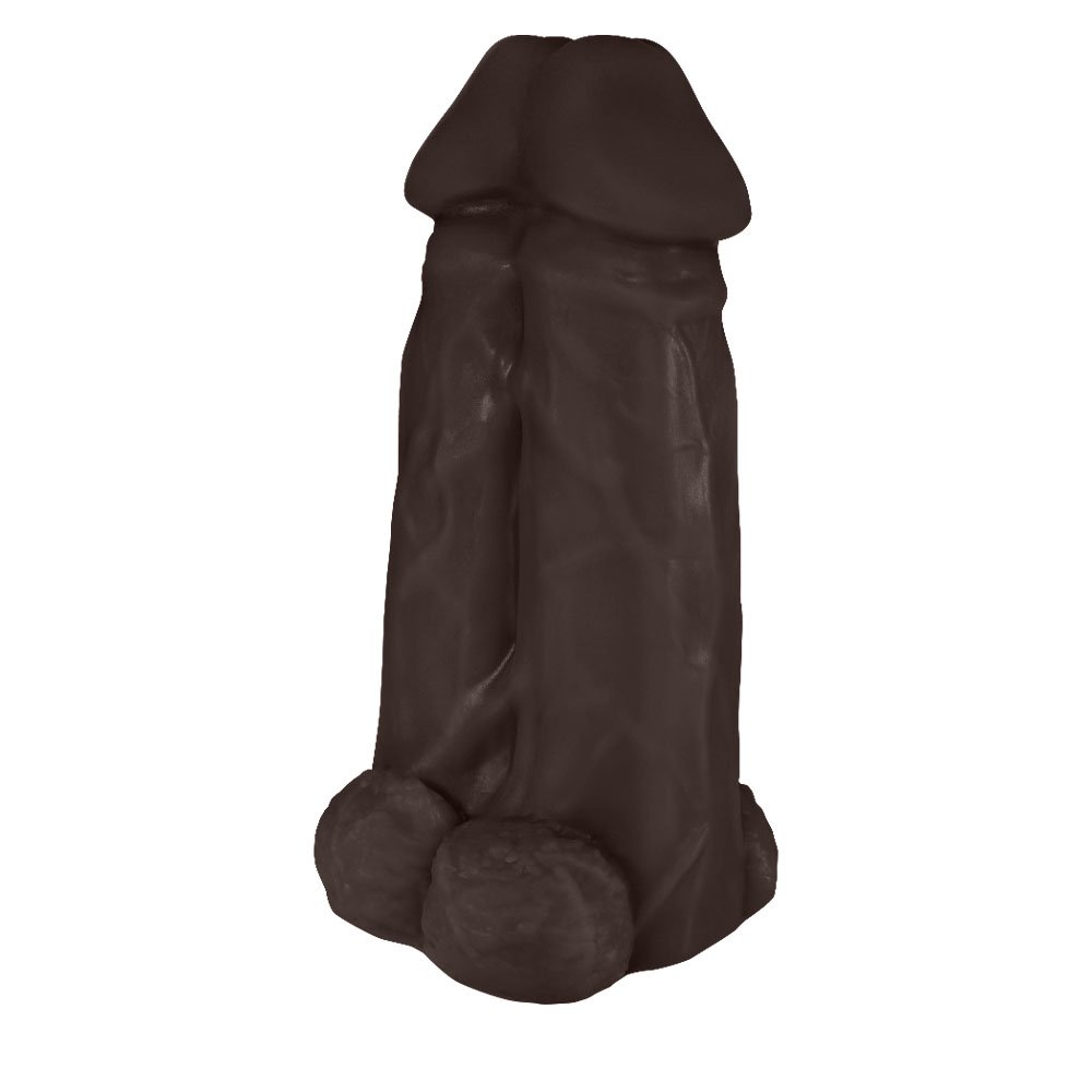 Pênis Realístico em PVC Flexível Duplo Super Amigos 18 x 7,5cm Marrom | Foto 04