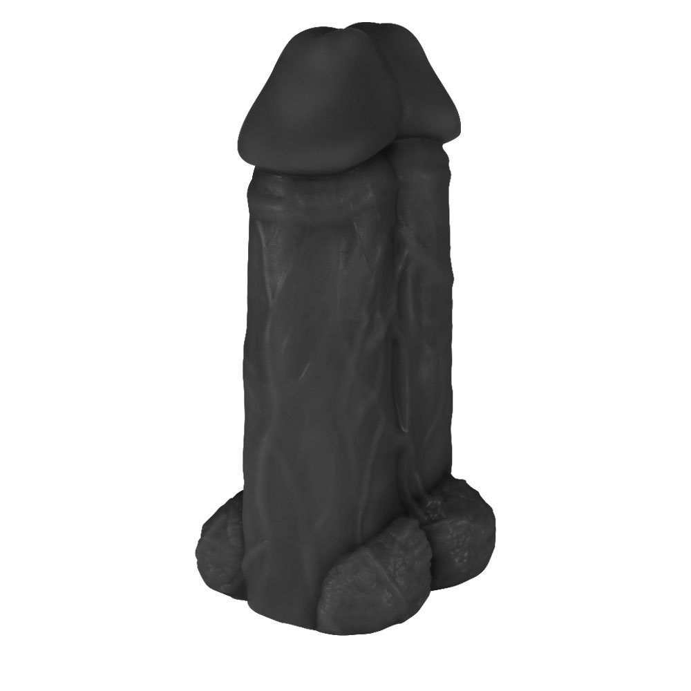 Pênis Realístico em PVC Flexível Duplo Super Amigos 18 x 7,5cm Preto | Foto 02