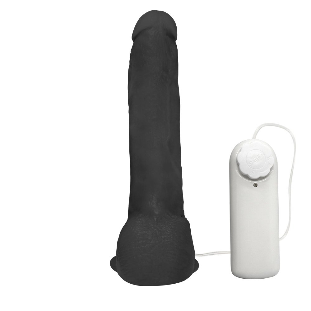 Pênis Realístico Feito em PVC Flexível com Escroto, Ventosa e Vibro Ron Jeremy 21 x 4,5cm Preto | Foto 03