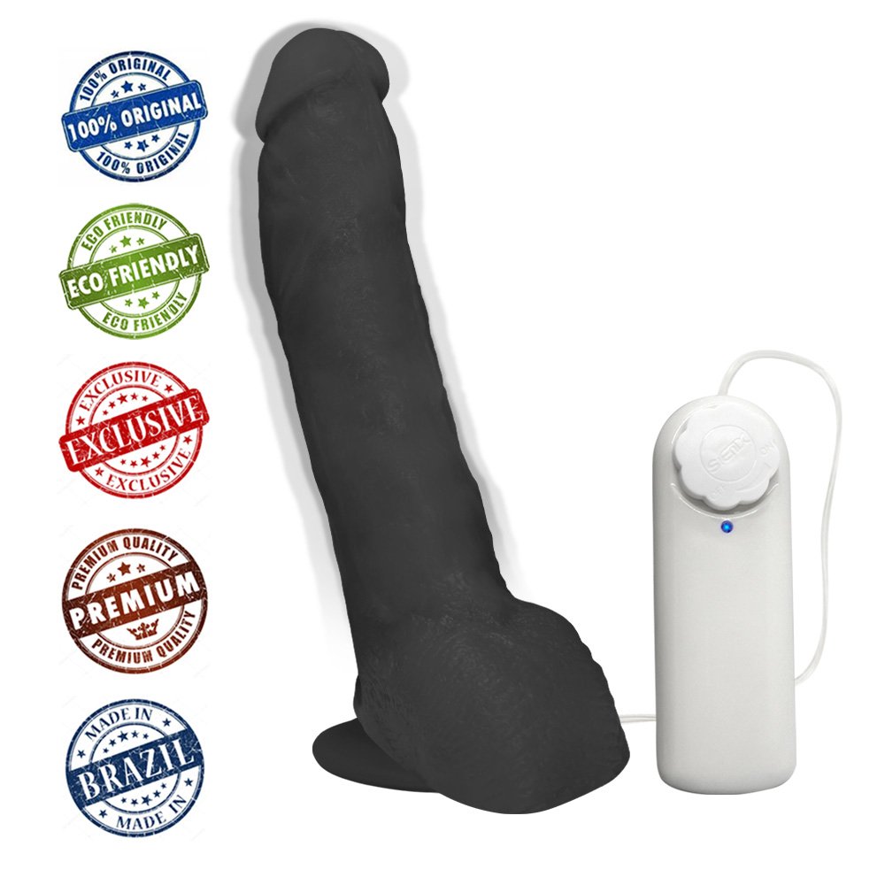 Pênis Realístico Feito em PVC Flexível com Escroto, Ventosa e Vibro Ron Jeremy 21 x 4,5cm Preto | Foto 05