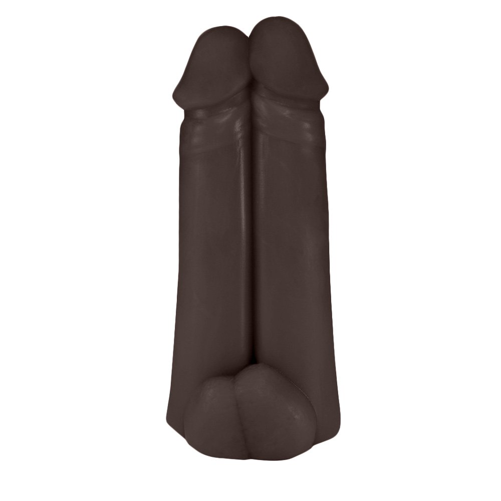 Pênis Realístico em PVC Flexível Duplo Amigos 18 x 6cm Marrom | Foto 01
