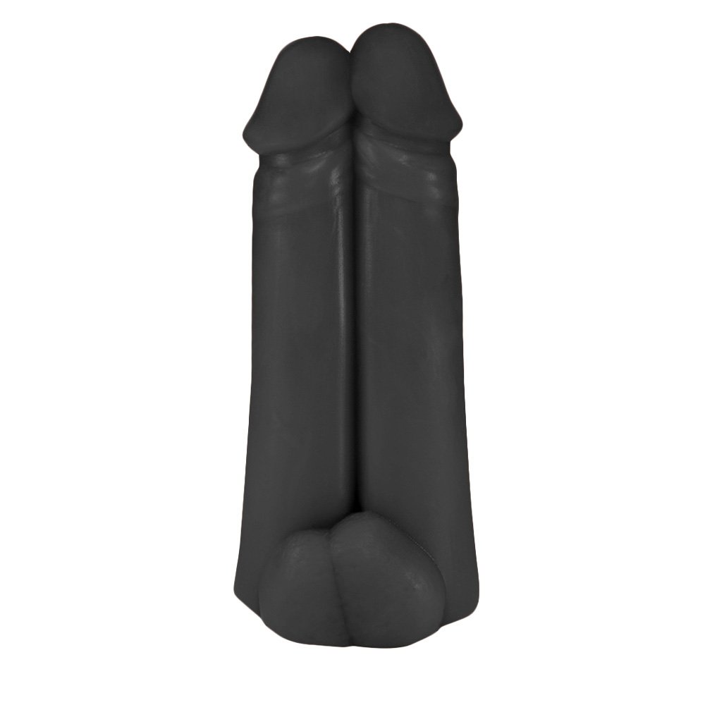 Pênis Realístico em PVC Flexível Duplo Amigos 18 x 6cm Preto | Foto 01