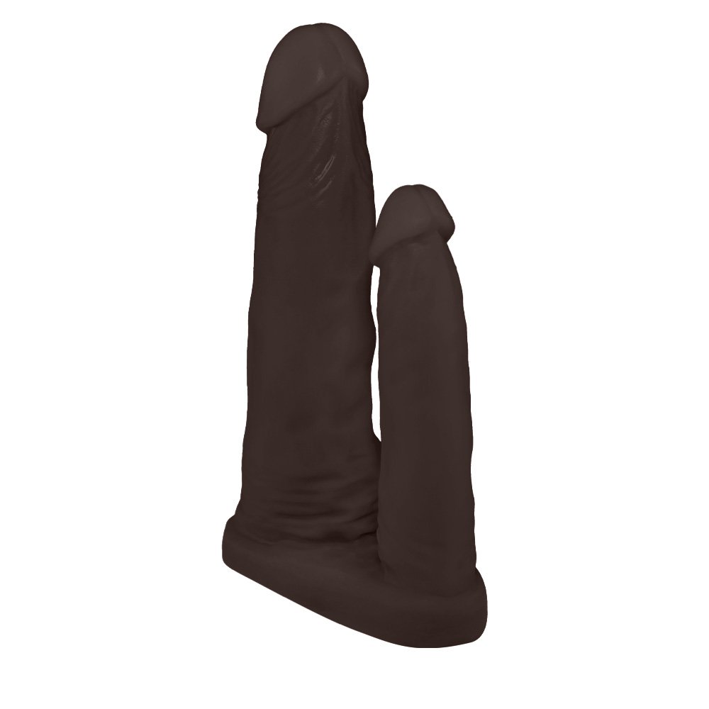 Pênis Duplo para 2 Penetrações em PVC Flexível Atóxico 15 x 3,5cm e 10 x 2,5cm Marrom | Foto 04