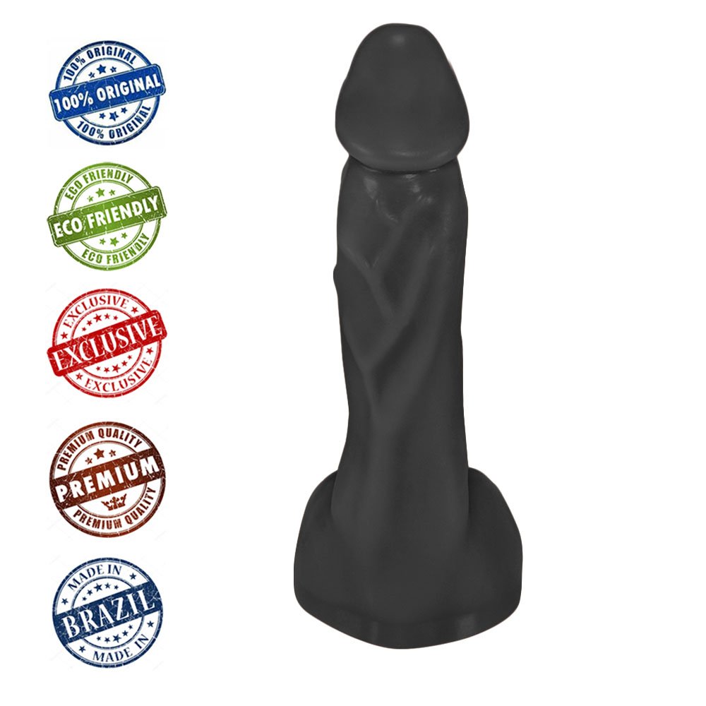 Pênis Realístico em PVC Flexível Heart 19,5 x 4,5cm Preto | Foto 05