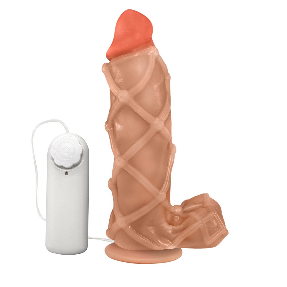 Pênis Maciço Dominador em PVC Flexível com Vibrador e Ventosa 22 x 6,8cm Bege | Foto 01