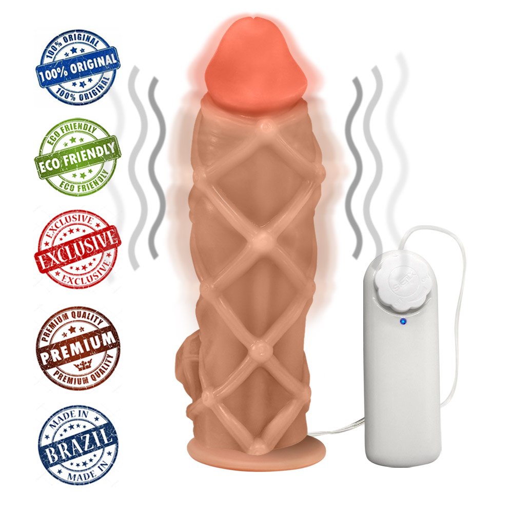 Pênis Maciço Dominador em PVC Flexível com Vibrador e Ventosa 22 x 6,8cm Bege | Foto 05