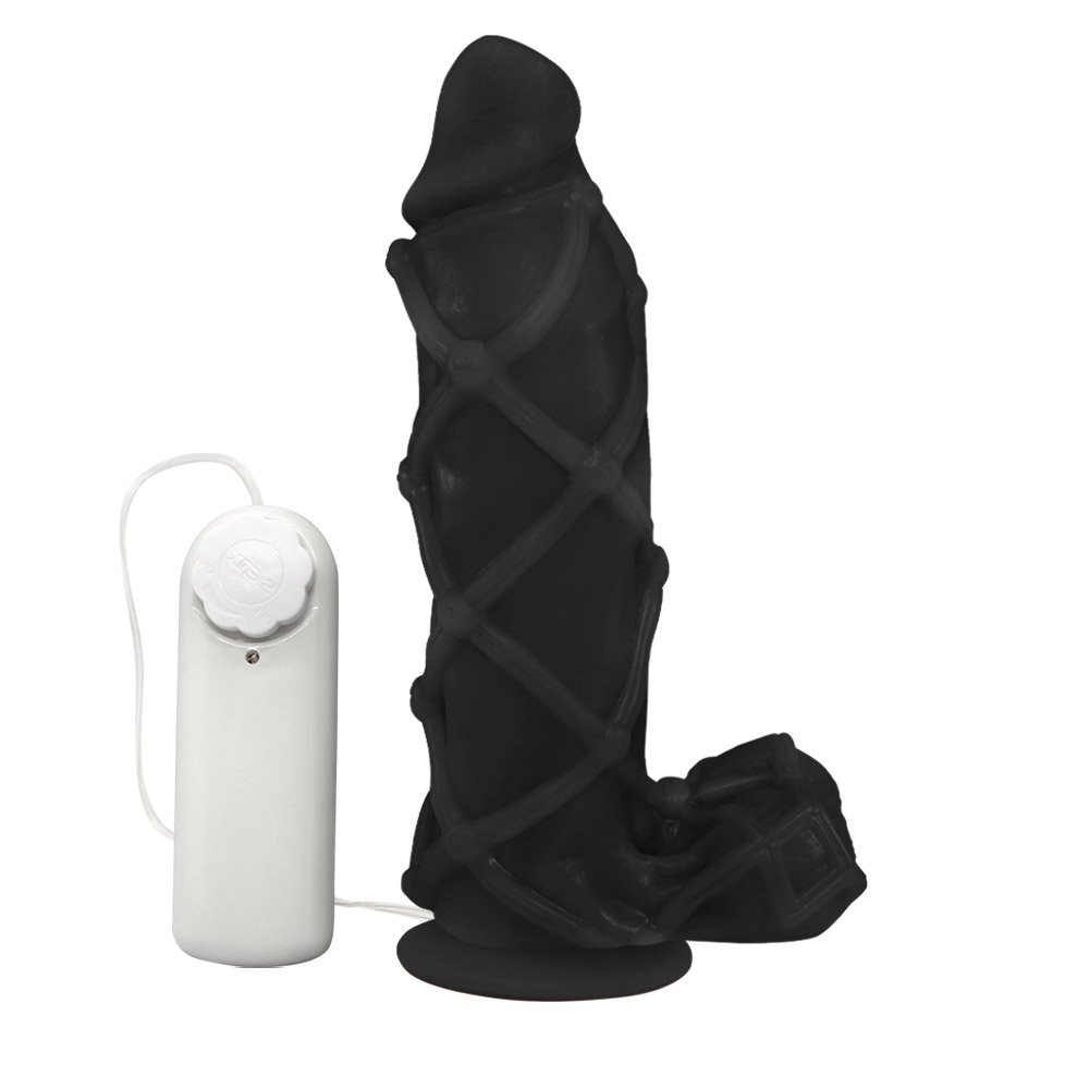 Pênis Maciço Dominador em PVC Flexível Vibrador e Ventosa 22 x 6,8cm Preto | Foto 01