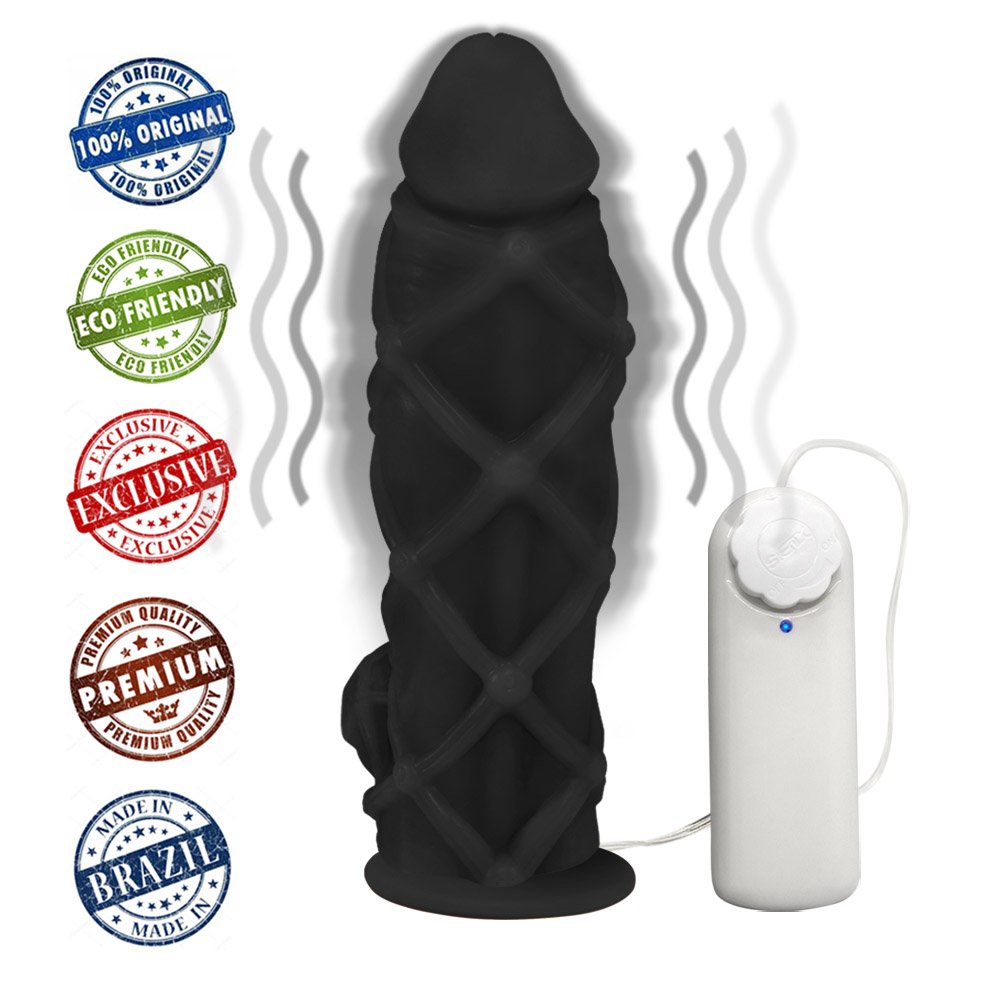 Pênis Maciço Dominador em PVC Flexível Vibrador e Ventosa 22 x 6,8cm Preto | Foto 05