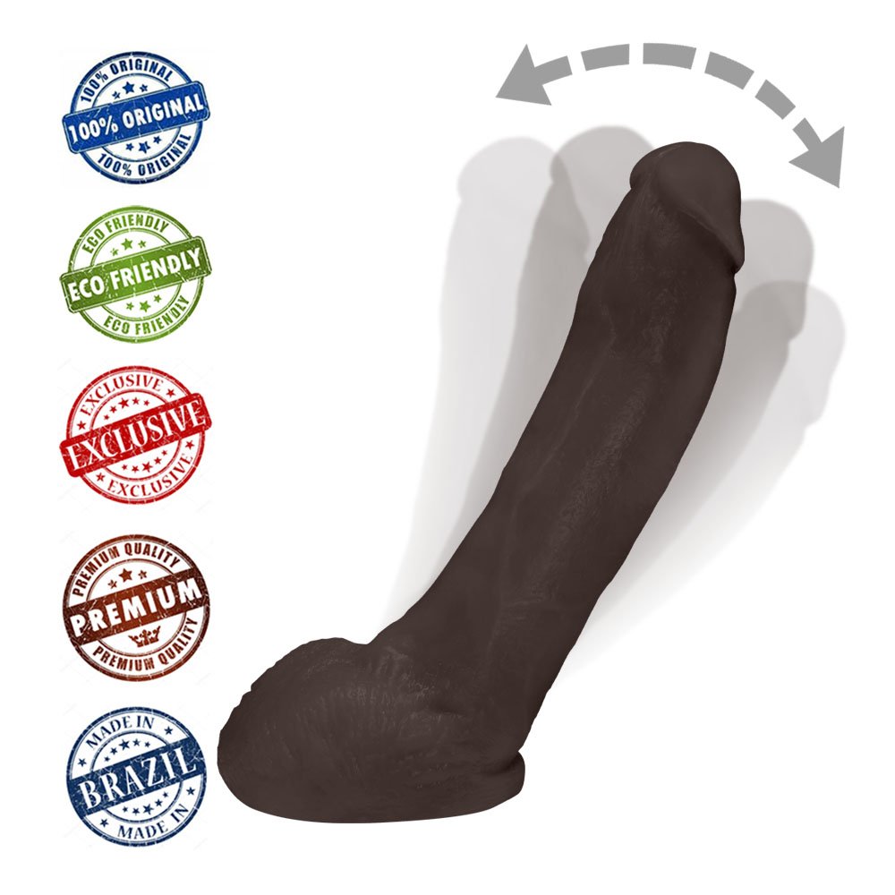 Pênis Realístico Feito em PVC Flexível com Escroto Ron Jeremy 21 x 4,5cm Marrom | Foto 05