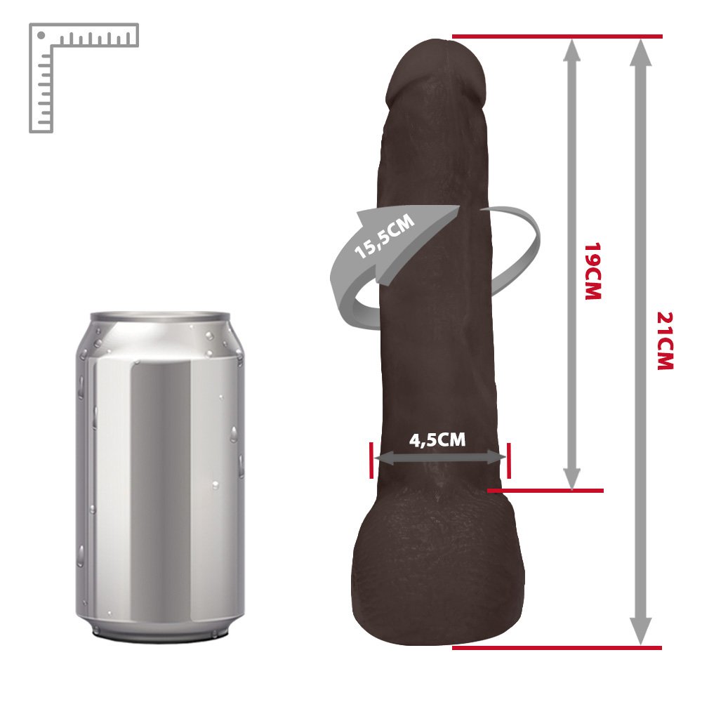 Pênis Realístico Feito em PVC Flexível com Escroto Ron Jeremy 21 x 4,5cm Marrom | Foto 06