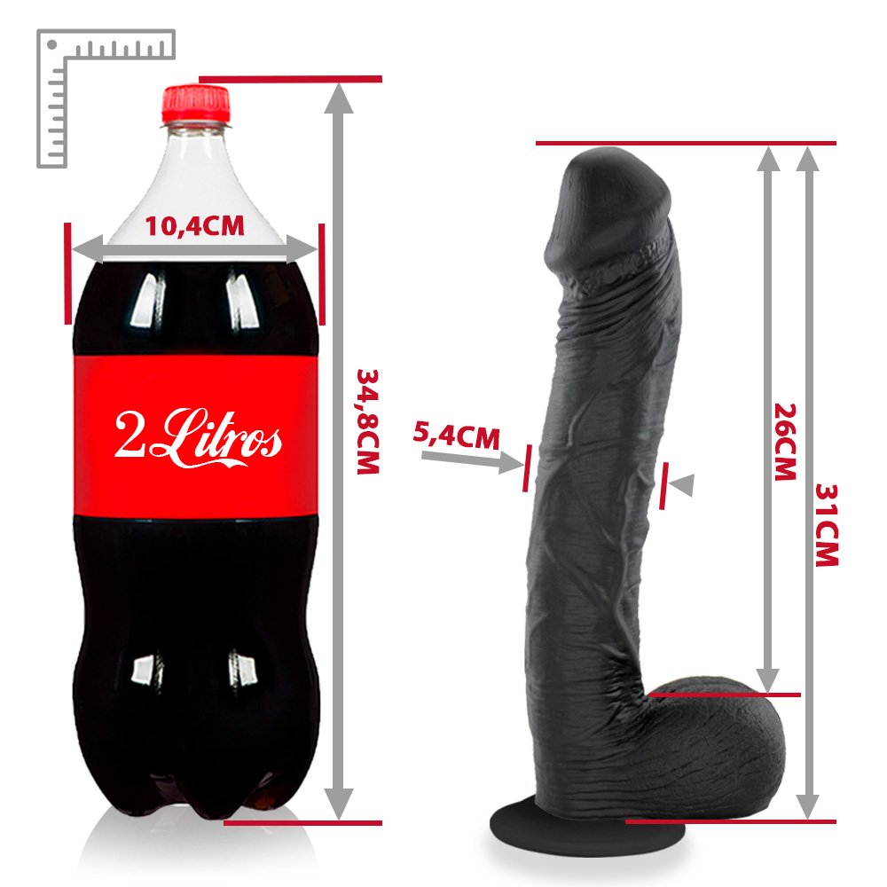 Pênis Realístico em PVC Flexível com Ventosa Cabeção 31 x 6cm Preto | Foto 07
