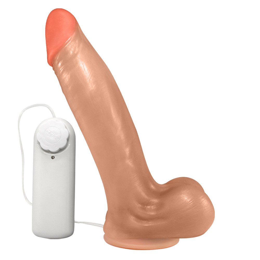 Pênis Maciço Lover em PVC Flexível com Vibrador e Ventosa 18 x 4,5cm Bege | Foto 01