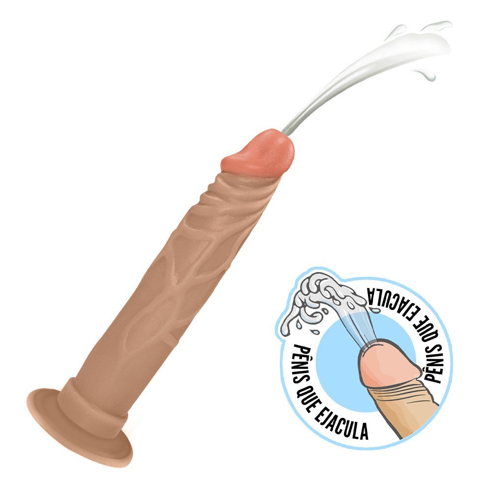 Pênis que Ejacula com Ventosa Soft Touch 17,5x 3,5cm Bege | Foto 01