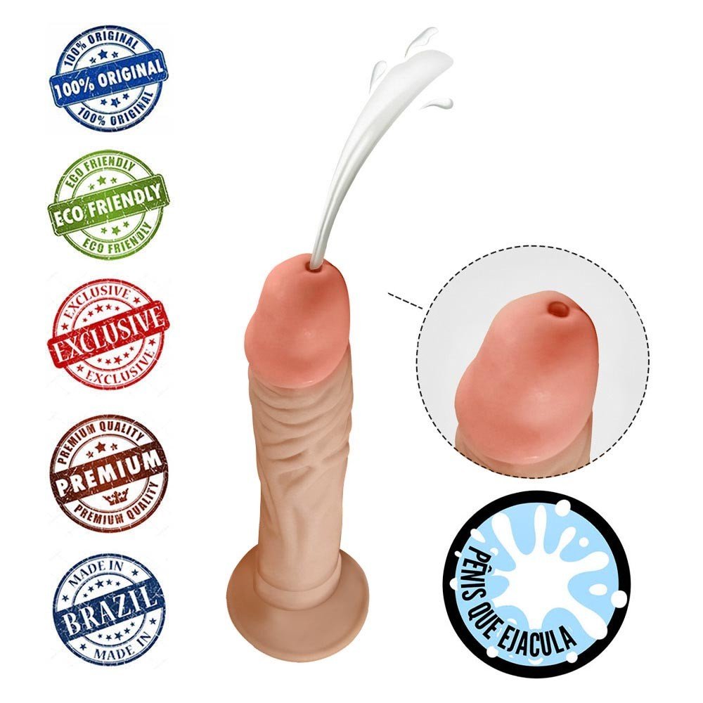 Pênis que Ejacula com Ventosa Soft Touch 17,5x 3,5cm Bege | Foto 05