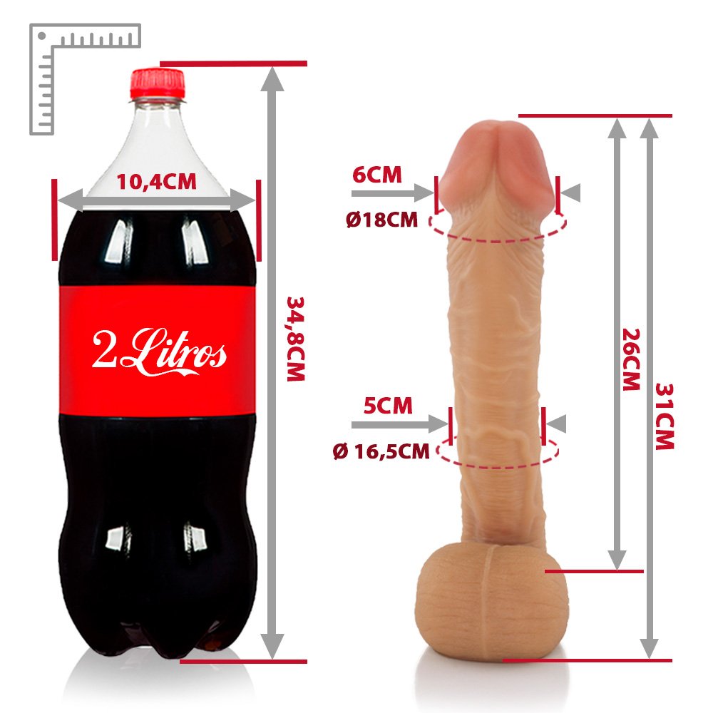 Pênis Realístico em PVC Flexível Cabeção 31 x 6cm Bege | Foto 06