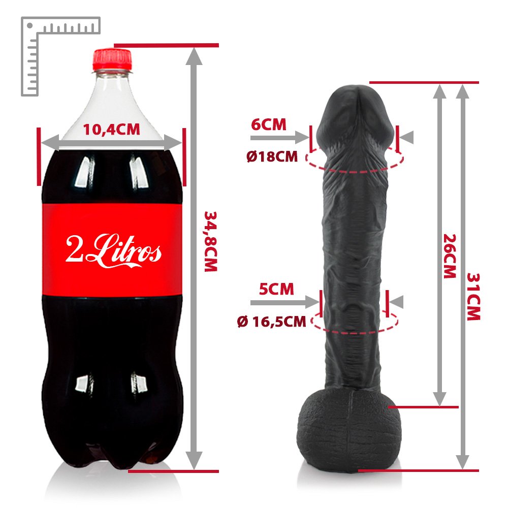 Pênis Realístico em PVC Flexível Cabeção 31 x 6cm Preto | Foto 06