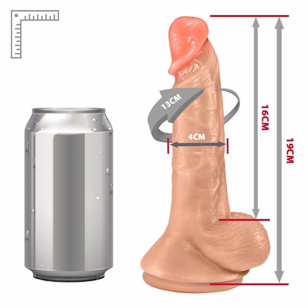 P�nis Real�stico em PVC com Escroto, Ventosa e Vibrador Loki 16 x 4cm Bege | Foto 06