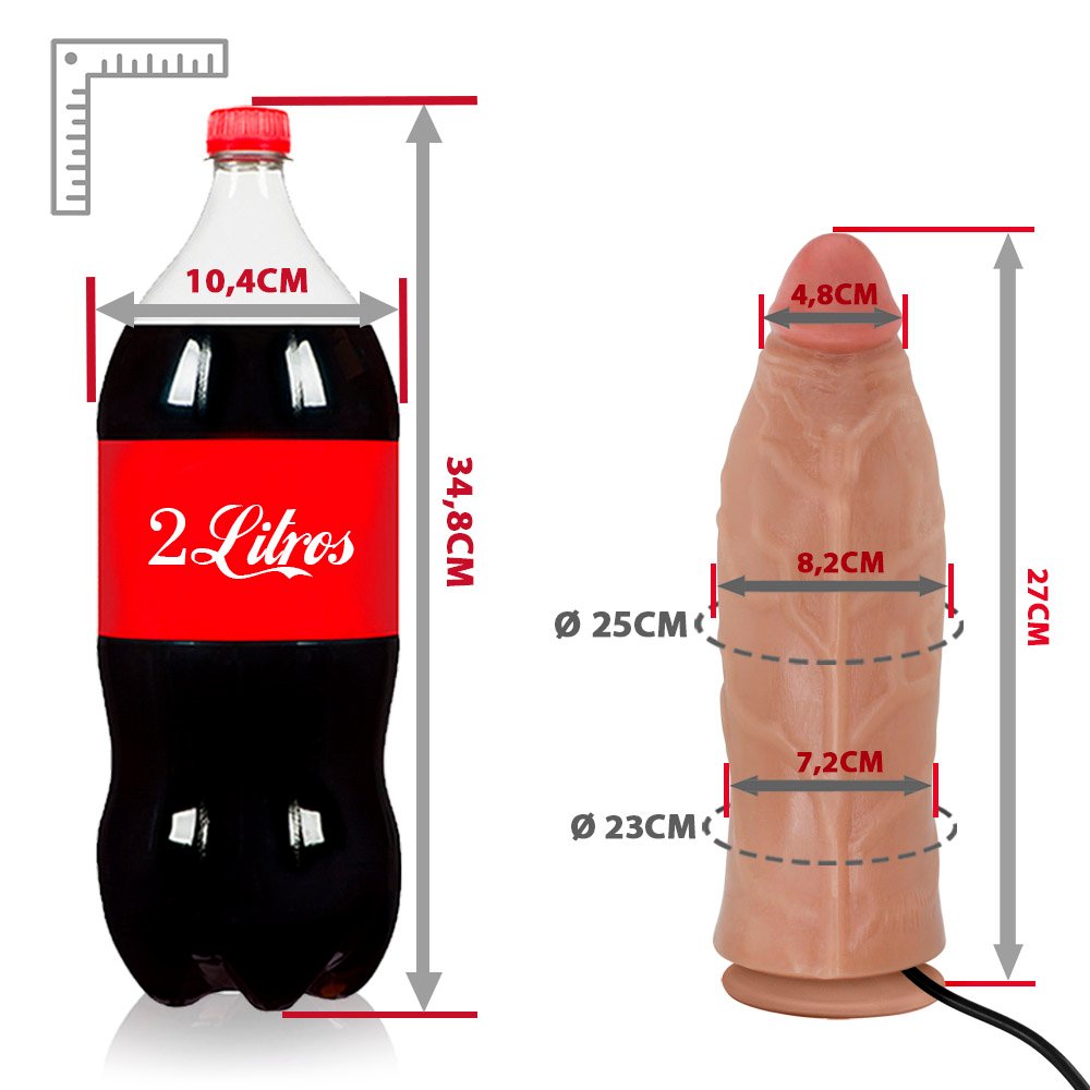 Pênis Grande Com Vibrador e Ventosa Jatobão 27 X 8cm Bege | Foto 06