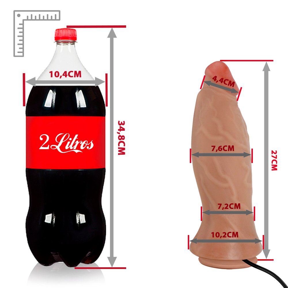 Pênis Grande Com Vibrador e Ventosa Jatobão 27 X 8cm Bege | Foto 07