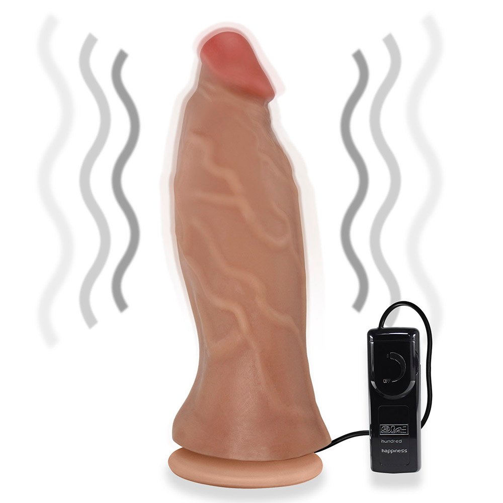 Pênis Grande Com Vibrador e Ventosa Jatobão 27 X 8cm Bege | Foto 08