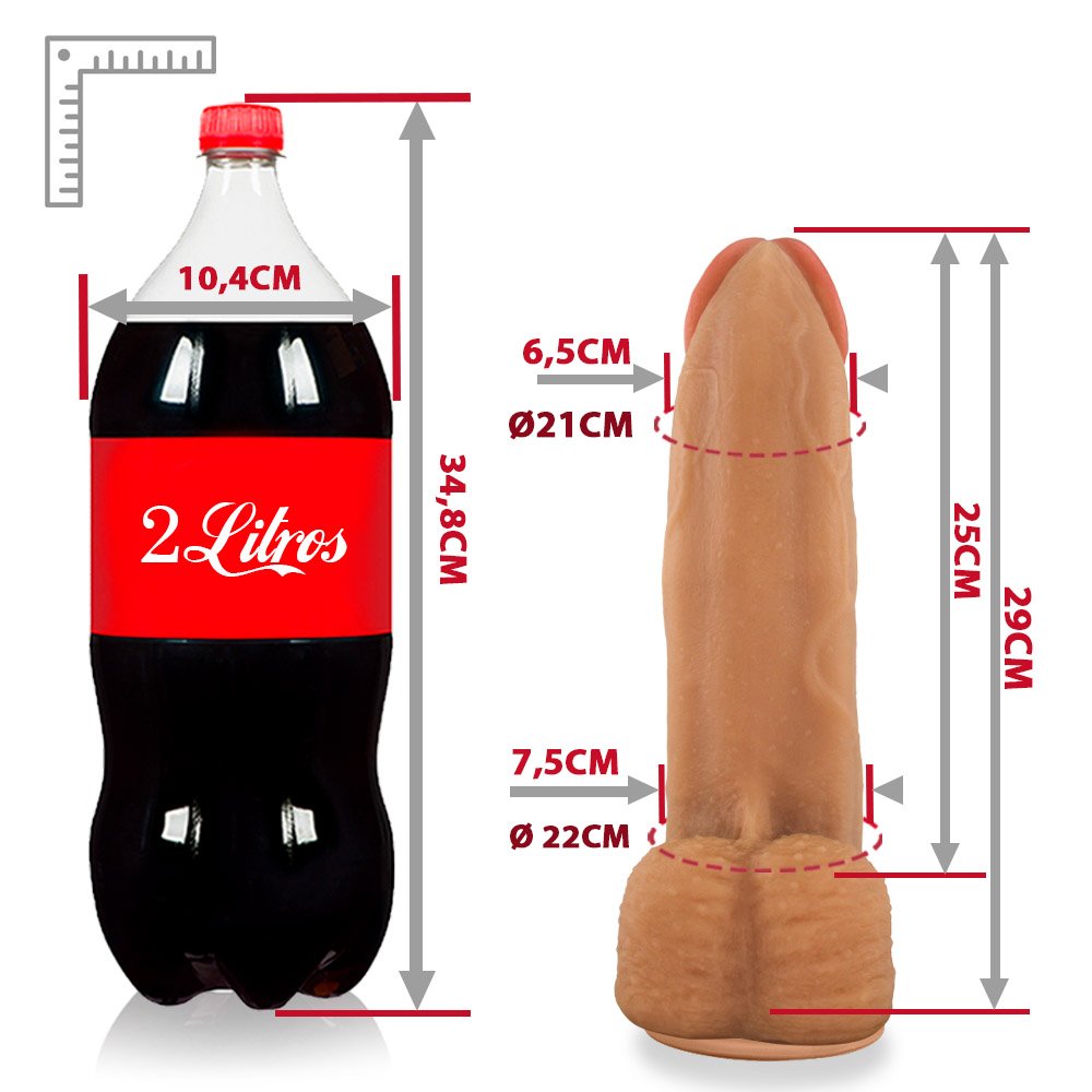 P�nis Real�stico em PVC Flex�vel com Ventosa Moz�o 29 x 7,5cm Bege | Foto 06