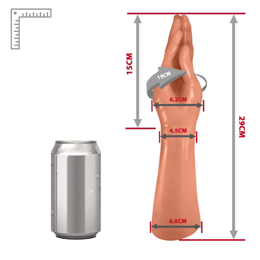 Penetrador para Prática de Fisting Realístico Hand Fist Esticada 29 x 6,2cm Bege | Foto 06