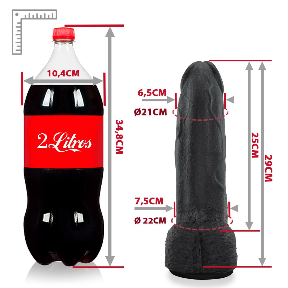 P�nis Real�stico em PVC Flex�vel com Ventosa Moz�o 29 x 7,5cm Preto | Foto 06