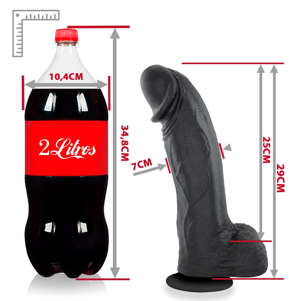 P�nis Real�stico em PVC Flex�vel com Ventosa Moz�o 29 x 7,5cm Preto | Foto 07