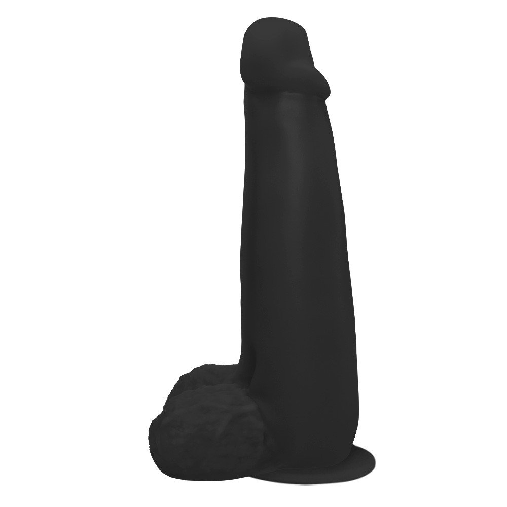 Pênis Gigante e Grosso Flexível com Escroto e Ventosa Longo 28 x 8,3cm Preto | Foto 03