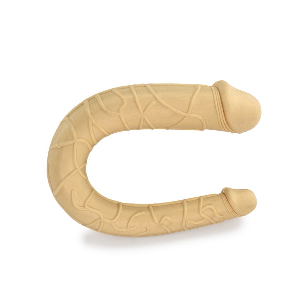 Pênis Duas Pontas em Jelly Havaiano Ferradura 30 x 3,5cm Bege | Foto 02