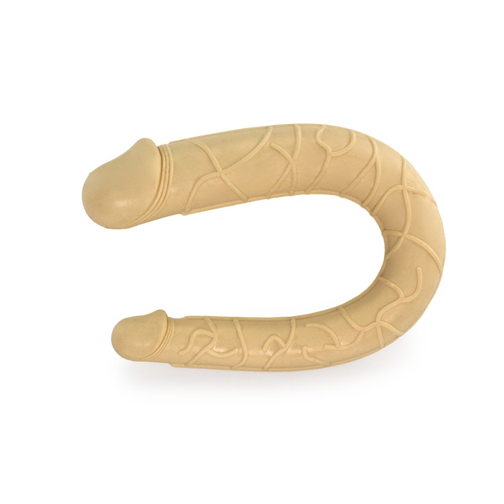 Pênis Duas Pontas em Jelly Havaiano Ferradura 30 x 3,5cm Bege | Foto 03