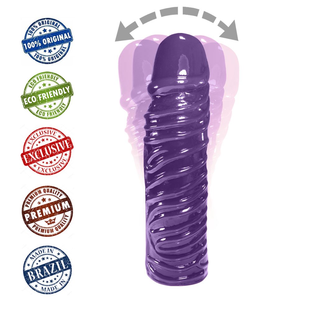 Pênis Torpedo em PVC Flexível Atóxico 24 x 6cm Roxo | Foto 05