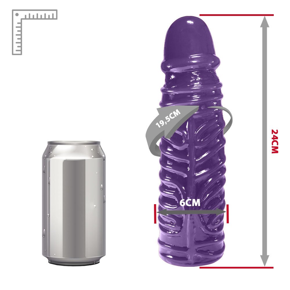 Pênis Torpedo em PVC Flexível Atóxico 24 x 6cm Roxo | Foto 06