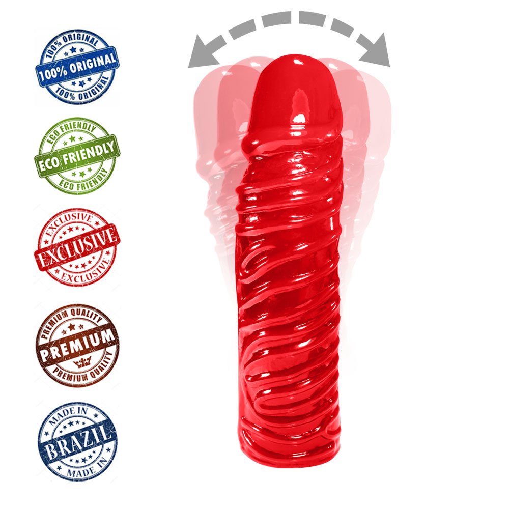 Pênis Torpedo em PVC Flexível Atóxico 24 x 6cm Vermelho | Foto 05