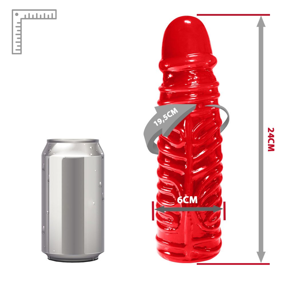 Pênis Torpedo em PVC Flexível Atóxico 24 x 6cm Vermelho | Foto 06