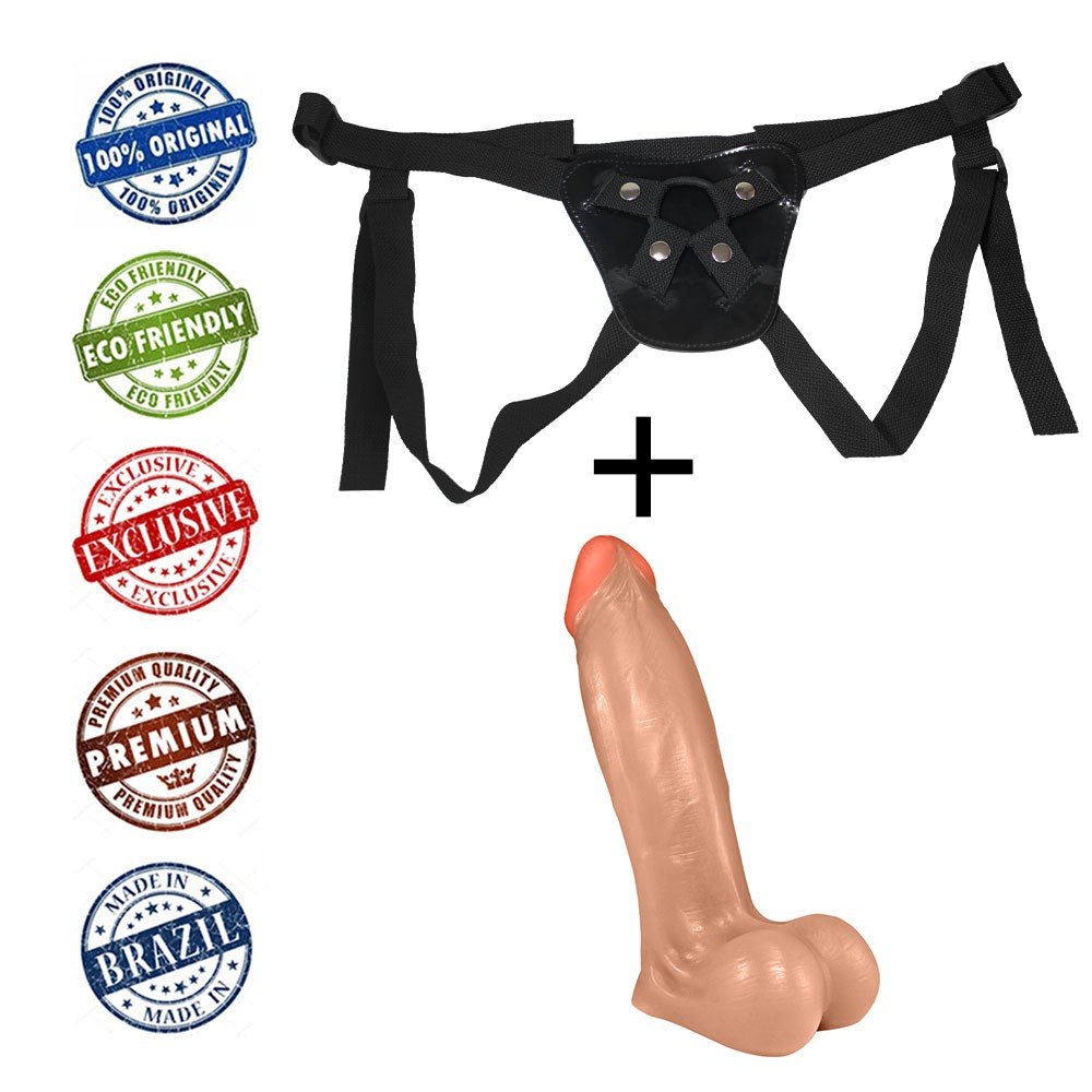 Cinta Peniana Ajustável com Pênis Realístico Lover 18 x 4,5cm Bege | Foto 05