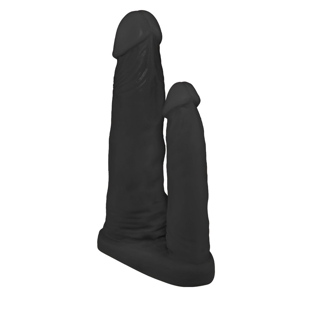 Pênis Duplo para 2 Penetrações em PVC Flexível Atóxico 15x3,5cm e 10x2,5cm Preto | Foto 04